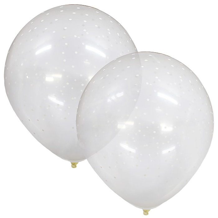 Шар латексный 12" "Белое конфетти", декоратор, 5-сторонний, набор 25 шт., прозрачный