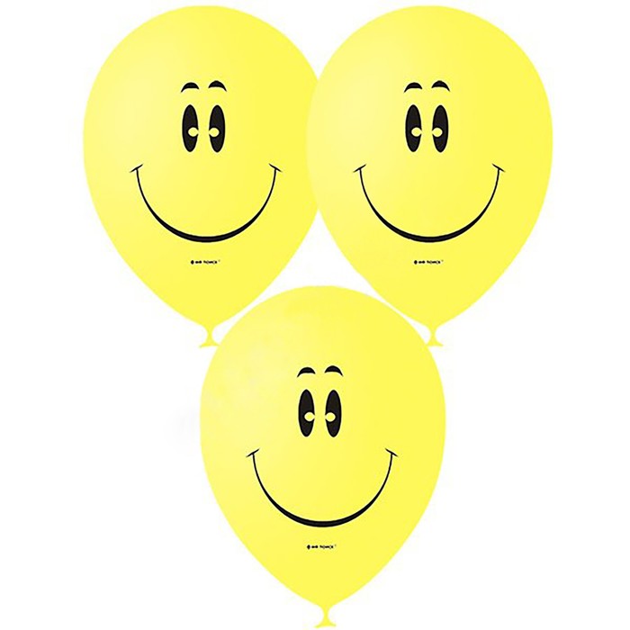 Шар латексный 12" "Смайл", пастель, 1-сторонний, набор 50 шт., цвет жёлтый