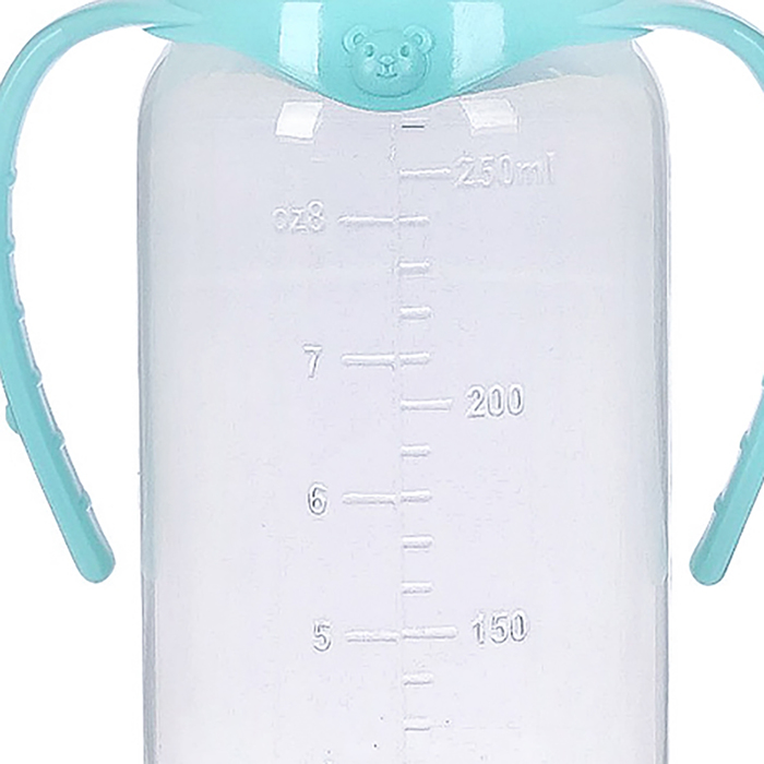 Бутылочка для кормления детская классическая, с ручками, 250 мл, от 0 мес., цвет бирюзовый МИКС