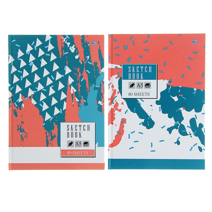 Бизнес-блокнот (скетчбук) А5, 80 листов "Pink and Blue", твёрдая обложка, матовая ламинация, тонированный блок, микс