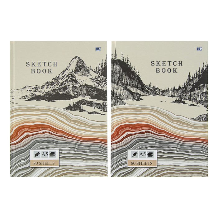 Бизнес-блокнот (скетчбук) А5, 80 листов "Графика", твёрдая обложка, матовая ламинация, тонированный блок, микс