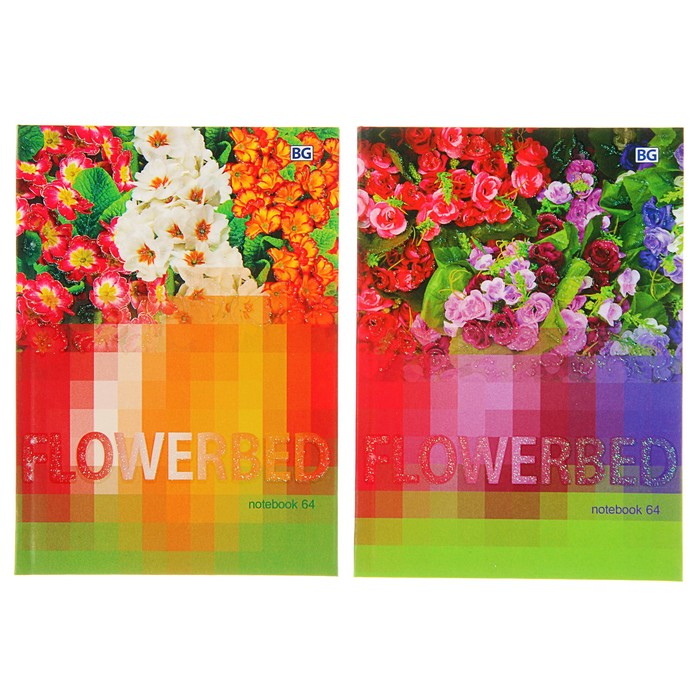 Бизнес-блокнот А6, 64 листа "Цветочный калейдоскоп", твёрдая обложка, матовая ламинация, глиттер, микс
