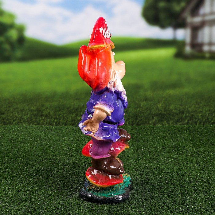 Садовая фигура "Гном с грибом Welcome"микс 42 см