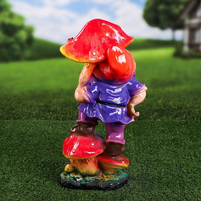 Садовая фигура "Гном с грибом Welcome"микс 42 см