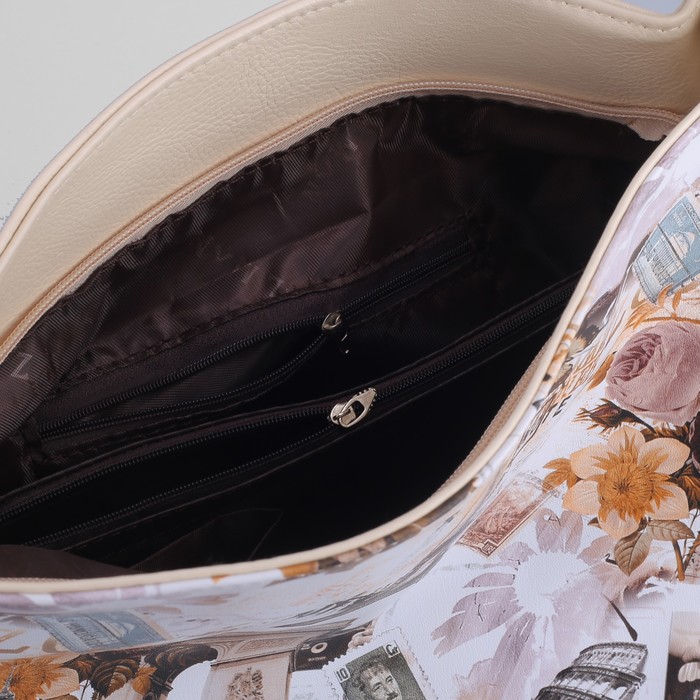 Сумка женская, отдел с перегородкой, наружный карман, цвет бежевый