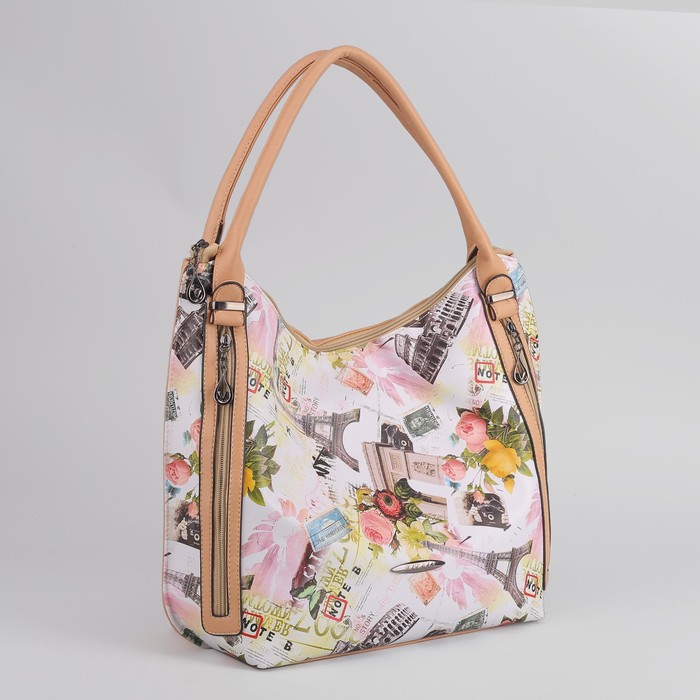 Сумка женская, отдел, 3 наружных кармана, цвет бежевый