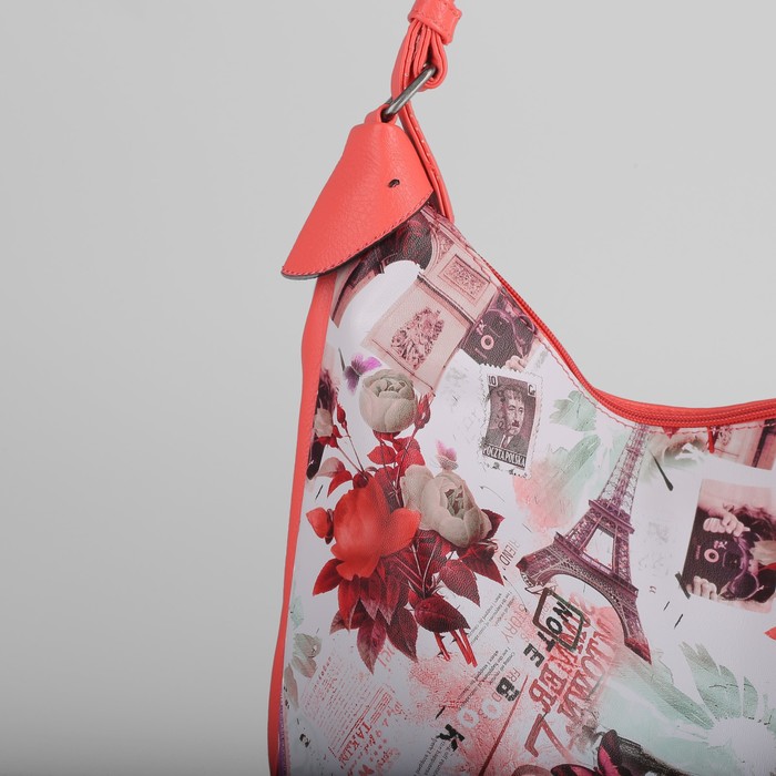 Сумка женская на молнии, отдел с перегородкой, наружный карман, цвет коралл