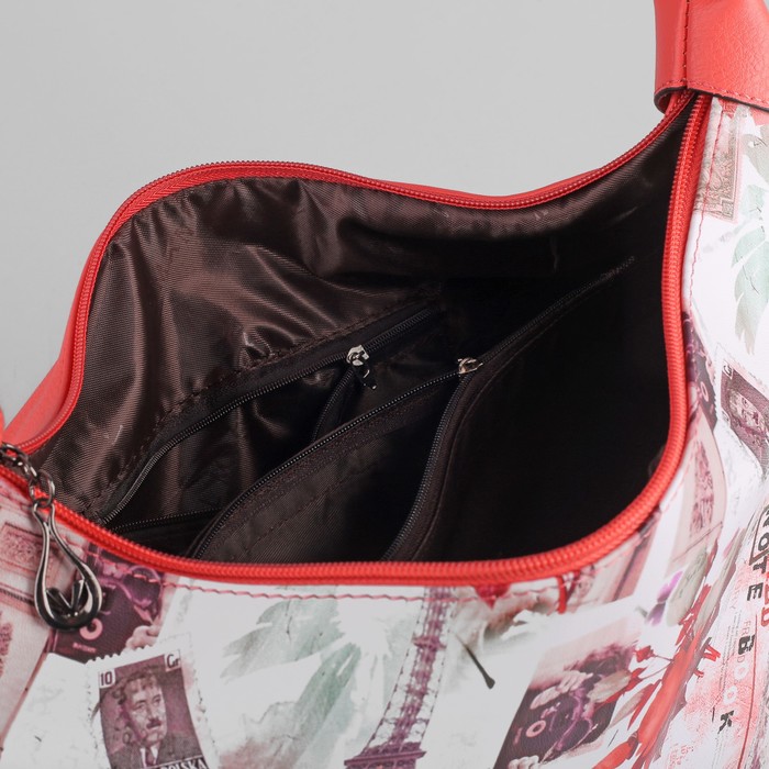 Сумка женская на молнии, отдел с перегородкой, наружный карман, цвет коралл