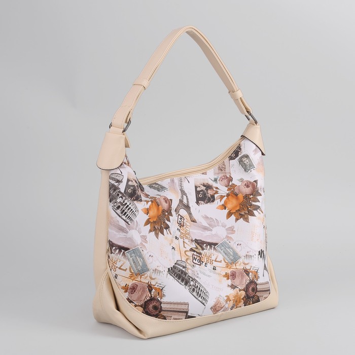 Сумка женская, отдел с перегородкой, наружный карман, цвет бежевый