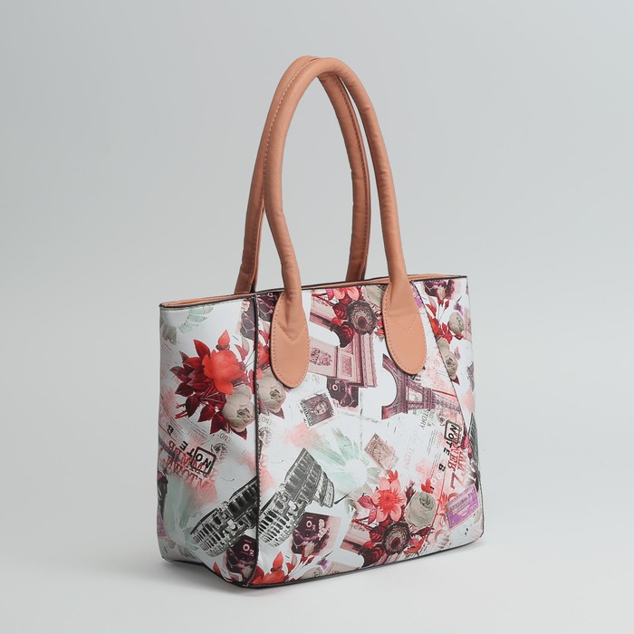 Сумка жен L-1800 Города, 27*13*25, отд с перег, н/карман, персиковый