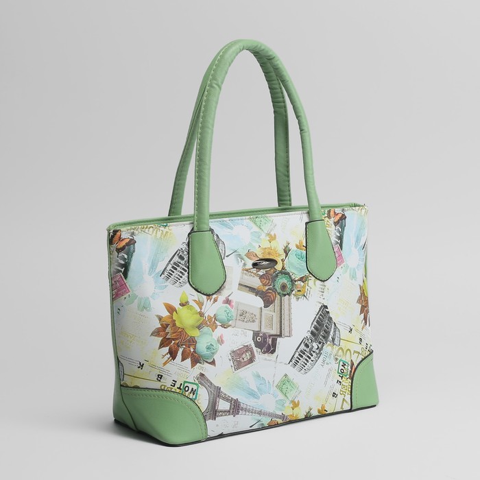 Сумка женская, отдел с перегородкой, наружный карман, цвет зелёный