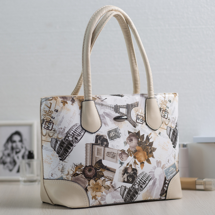 Сумка женская, отдел с перегородкой, наружный карман, цвет бежевый