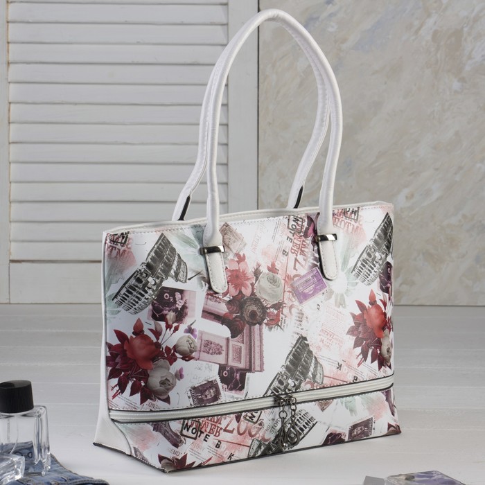 Сумка женская, отдел с перегородкой, наружный карман, цвет серый