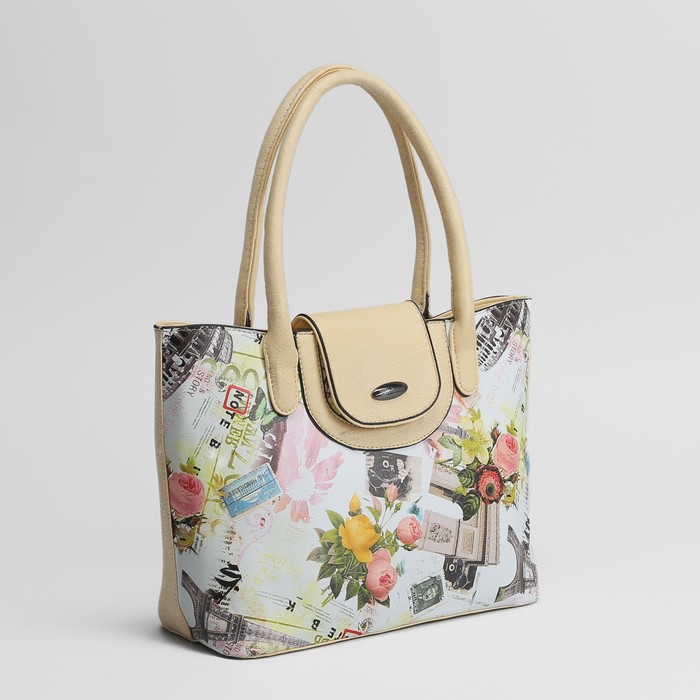 Сумка женская, отдел с перегородкой, наружный карман, цвет бежевый