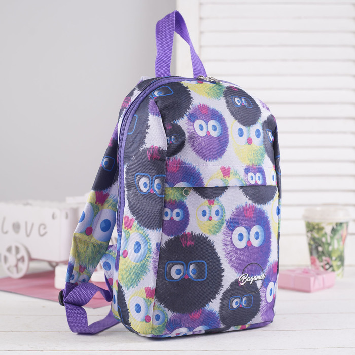 Рюкзак детский "Ёжики", отдел на молнии, 2 наружных кармана, цвет сиреневый