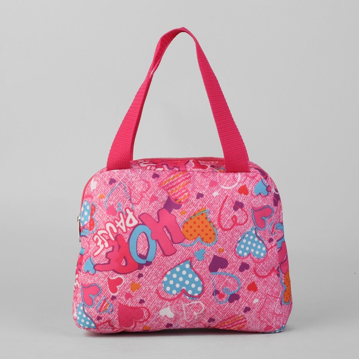 Сумка детская «Сердечки», отдел на молнии, наружный карман, цвет розовый