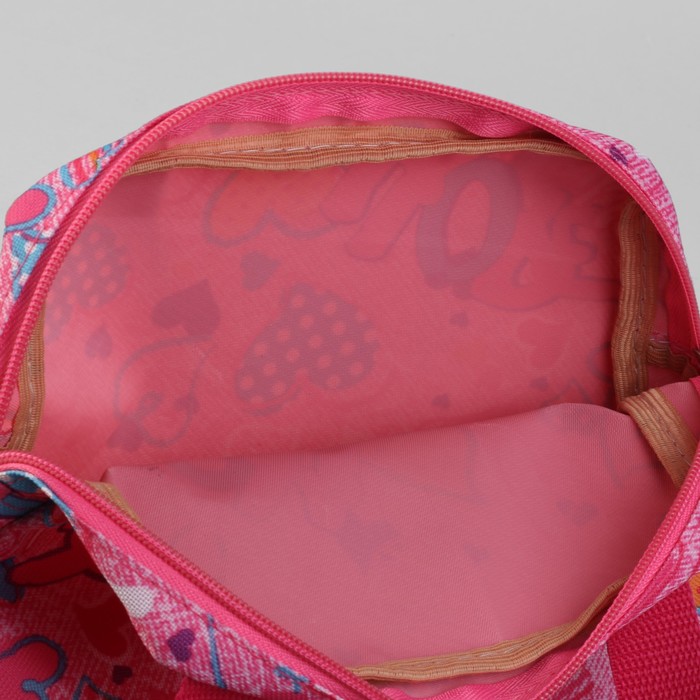 Сумка детская «Сердечки», отдел на молнии, наружный карман, цвет розовый