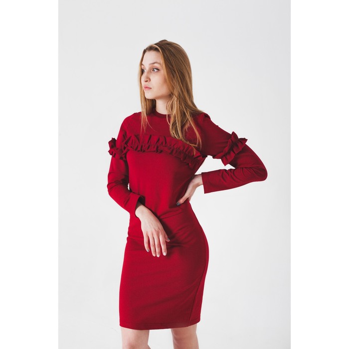 Платье женское KAFTAN с рюшей, р-р 44-46, бордо
