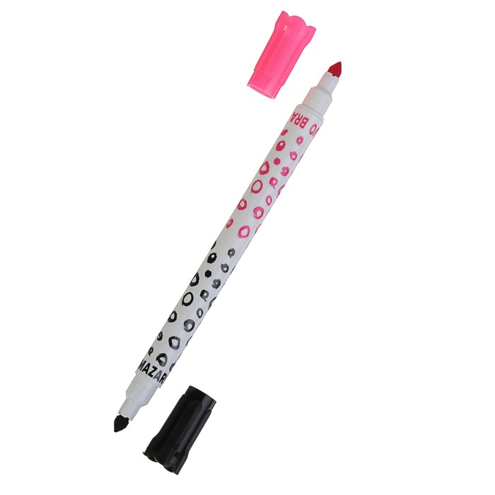 Фломастеры двусторонние 12 цветов, 6 штук BRAVO, вентилируемый колпачок, широкий наконечник