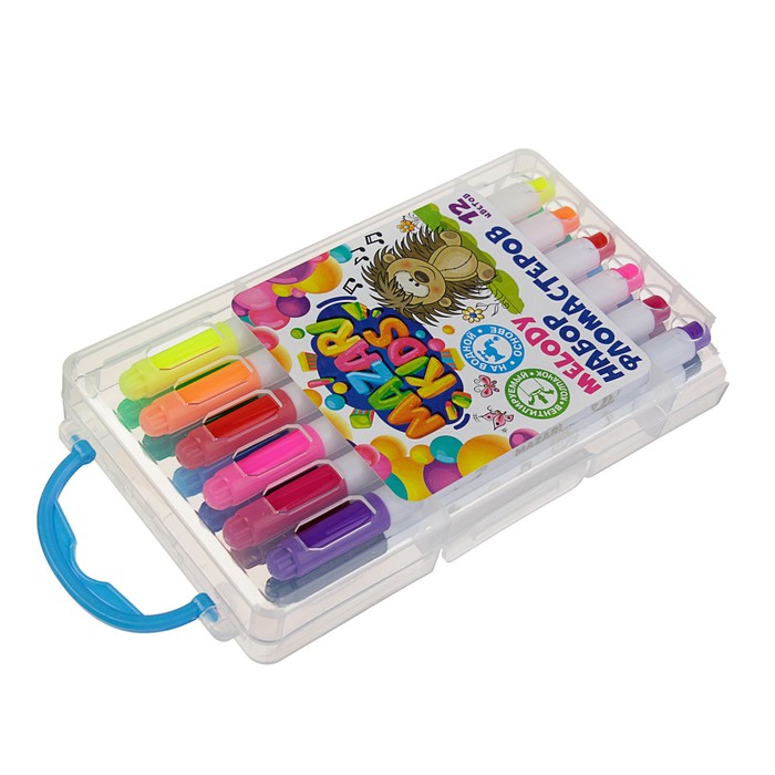 Фломастеры 12 цветов MELODY, вентилируемый колпачок, пластиковый пенал