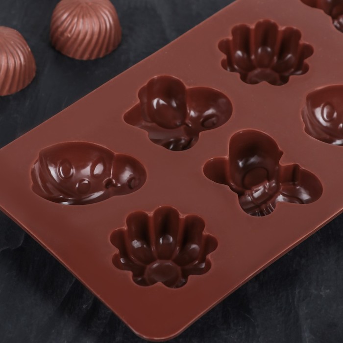 Форма для льда и шоколада, 8 ячеек, 20х10х2 см "Пыльца"