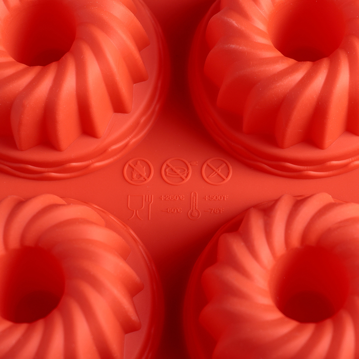 Форма для выпечки, 4 ячейки, 18х18х3,8 см "Немецкий кекс. Заварное печенье", цвета МИКС