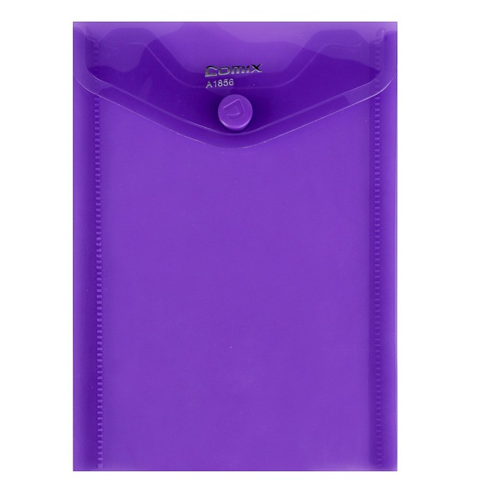 папка-конверт на кнопке А6 Comix вертик 156*115мм 180мкм фиолетовый А1856