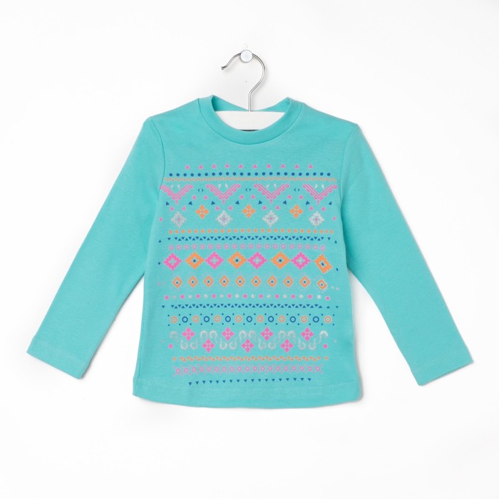 Джемпер для девочки "Цветные узоры", рост 86- 92 см (26), цвет изумруд