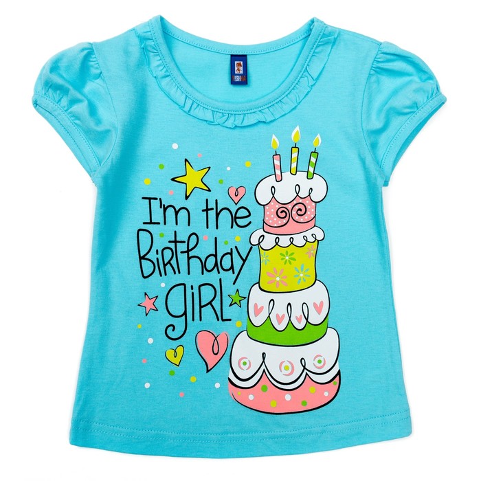 Футболка для девочки "Торт", цвет голубой, рост 86- 92 см (26)