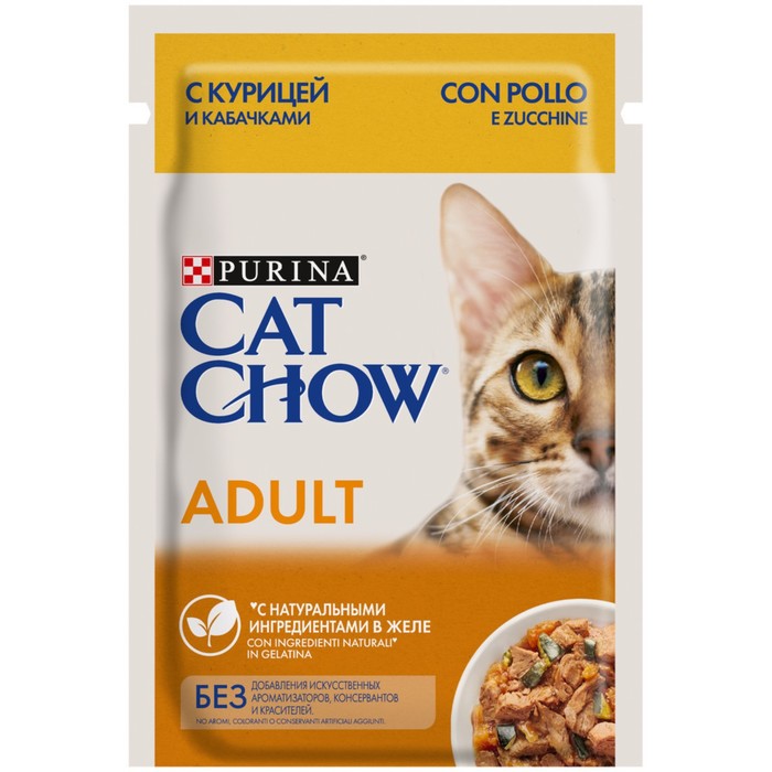 Влажный корм CAT CHOW для кошек,  курица/кабачки в желе, 85 г