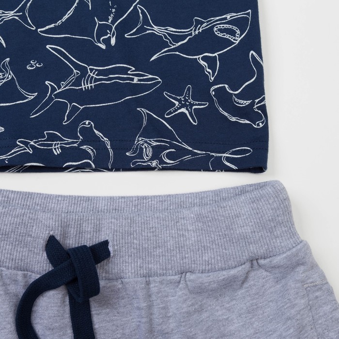 Комплект для мальчика (футболка, шорты), рост 152 см, цвет тёмно-синий