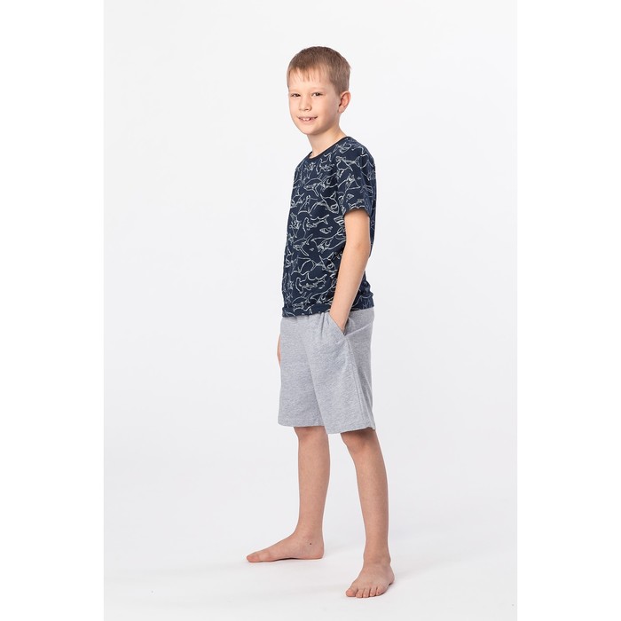 Комплект для мальчика (футболка, шорты), рост 134 см, цвет тёмно-синий
