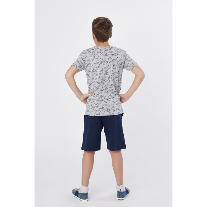 Комплект для мальчика (футболка, шорты), рост 140 см, цвет серый меланж