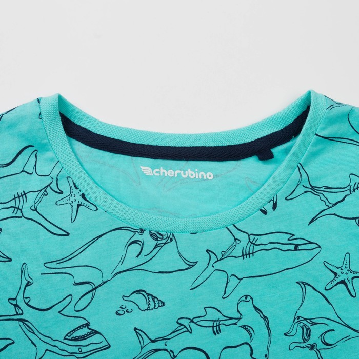 Комплект для мальчика (футболка, шорты), рост 158 см, цвет бирюзовый