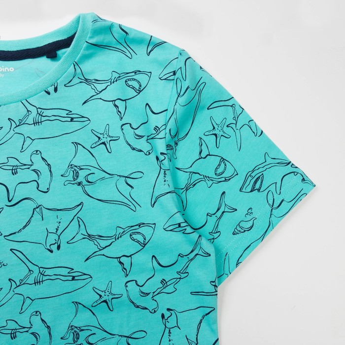 Комплект для мальчика (футболка, шорты), рост 140 см, цвет бирюзовый