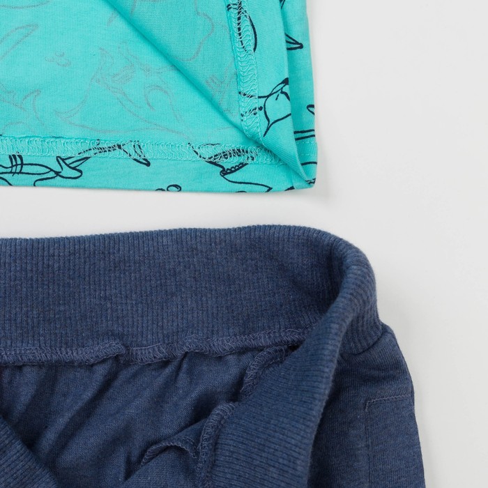 Комплект для мальчика (футболка, шорты), рост 140 см, цвет бирюзовый