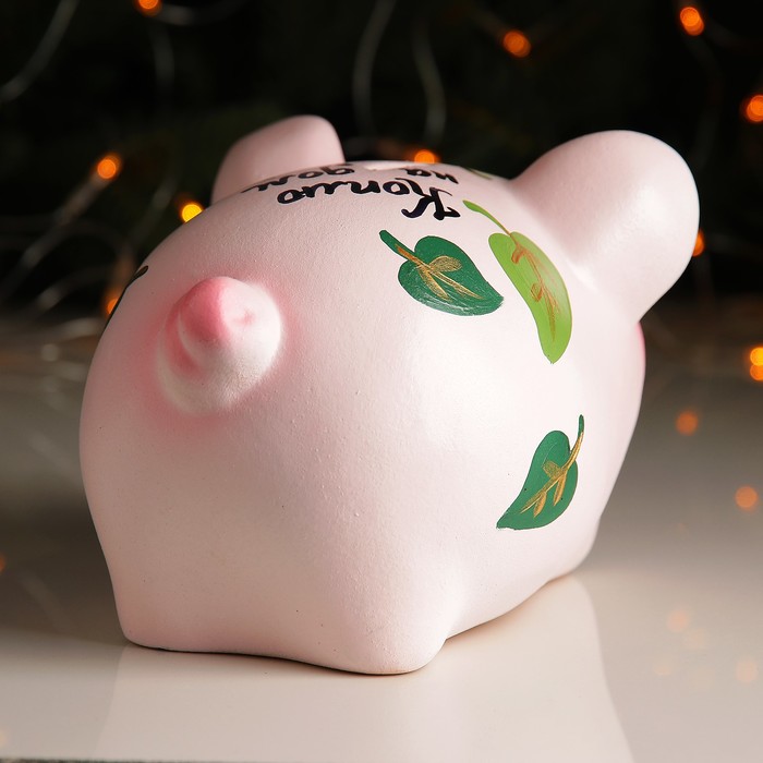 Копилка "Поросёнок средний" х/р 22х13см листья