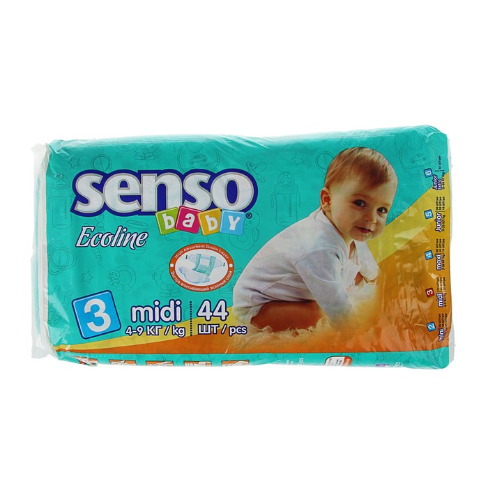 Подгузники Senso Baby Ecoline midi (4-9 кг), 44 шт/уп
