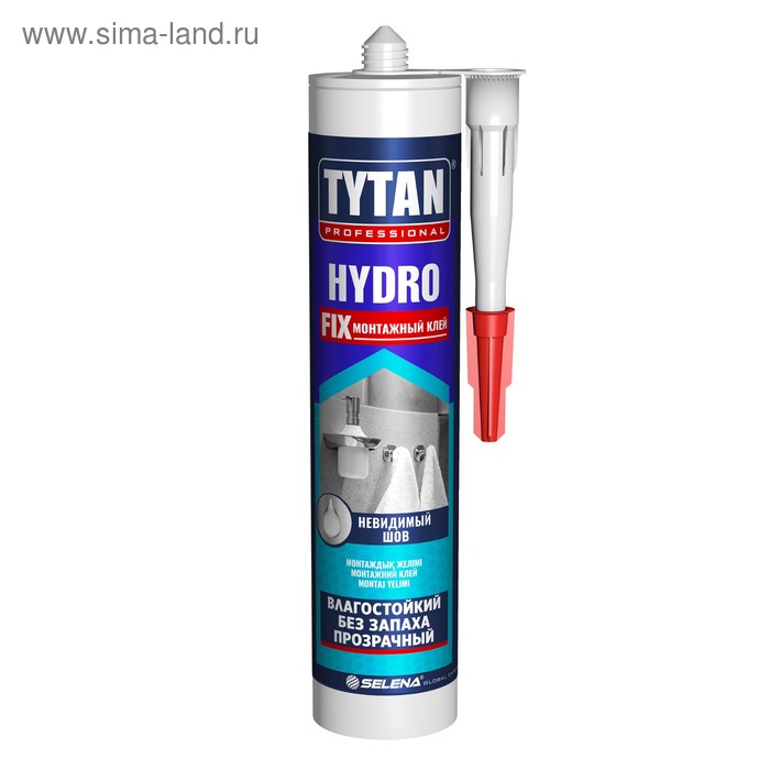 Клей монтажный Tytan Professional Hydro Fix, прозрачный, 310 мл клей tytan professional multy use sbs 100 монтажный бежевый 310 мл