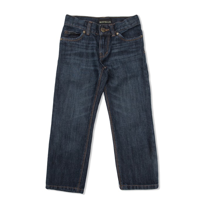 Брюки джинсовые для мальчиков 3055 Т.с, рост 122-128 см, цвет тёмно-синий 3055