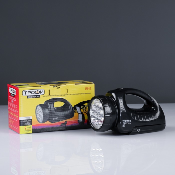 Фонарь "Трофи" TSP12, 12+18 светодиодов, аккумулятор 4В 1.8А.ч
