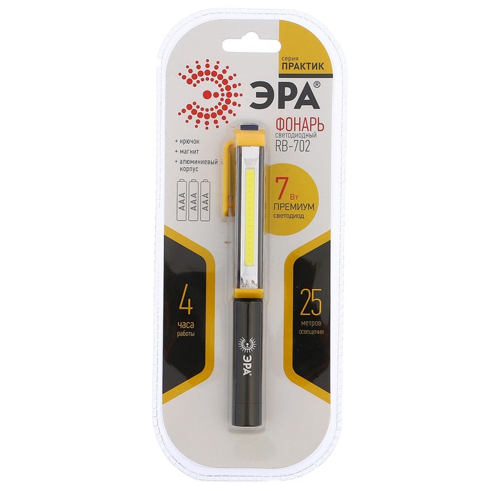 Фонарь "Эра" рабочая серия "Практик" RB-702, 7 светодиодов, питание 3хААА