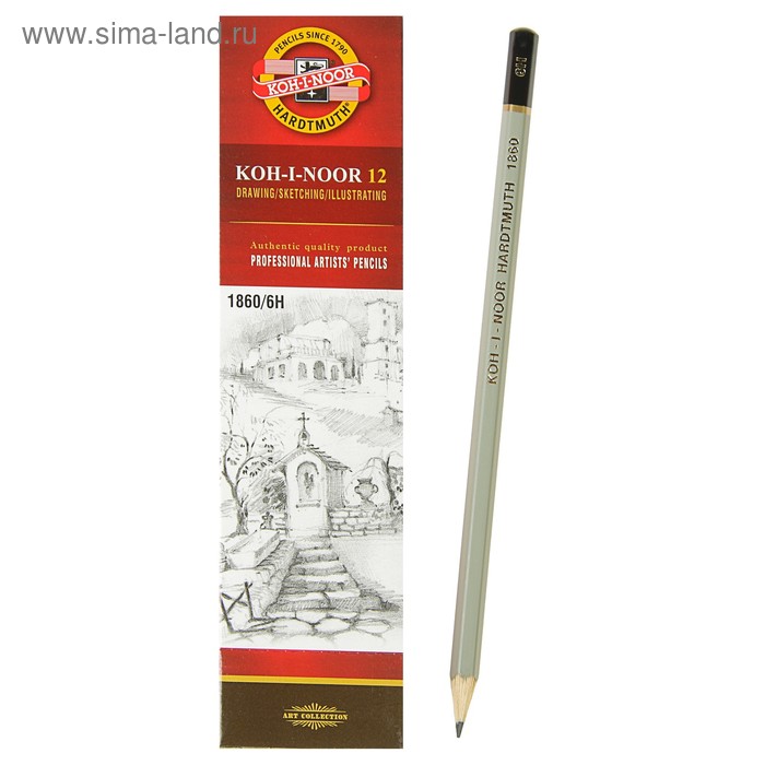

Карандаш чернографитный Koh-I-Noor 1860 6H Gold Star, профессиональный