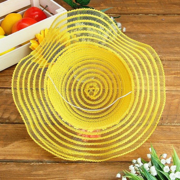 Карнавальная шляпка детская с цветочками р-р 50-52 см, цвет жёлтый