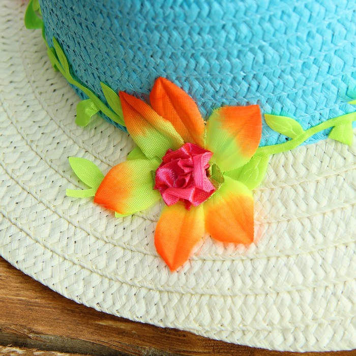 Карнавальная шляпка детская "Цветок" р-р 50-52 см, цвет голубой