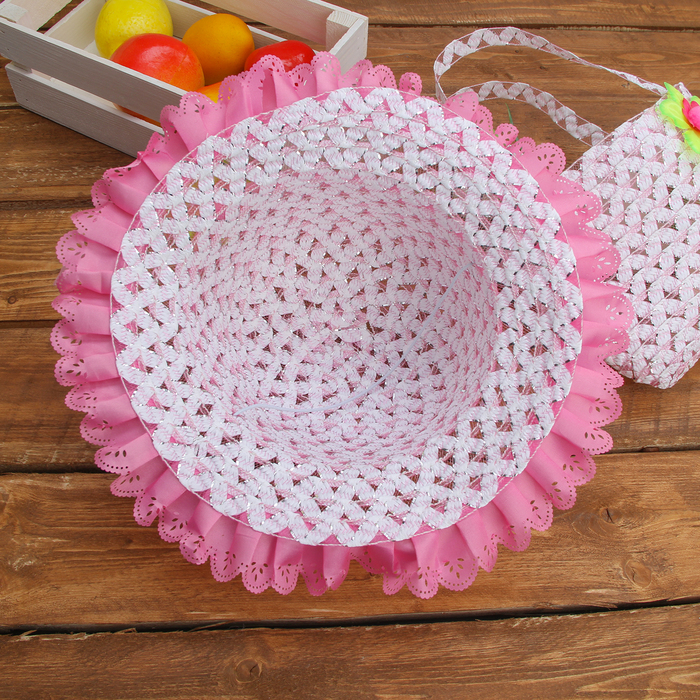 Набор сумочка и шляпка с цветочком р-р 50-52 см, цвет светло-розовый