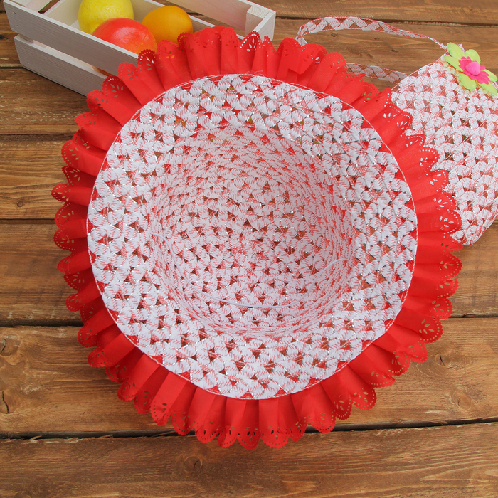 Набор сумочка и шляпка с цветочком р-р 50-52 см, цвет красный