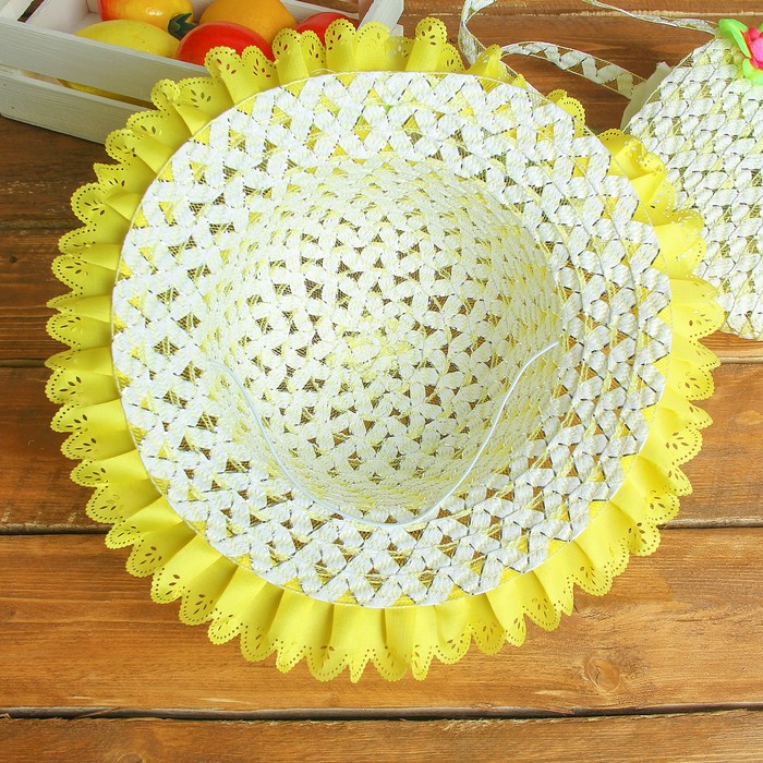 Набор сумочка и шляпка с цветочком р-р 50-52 см, цвет жёлтый