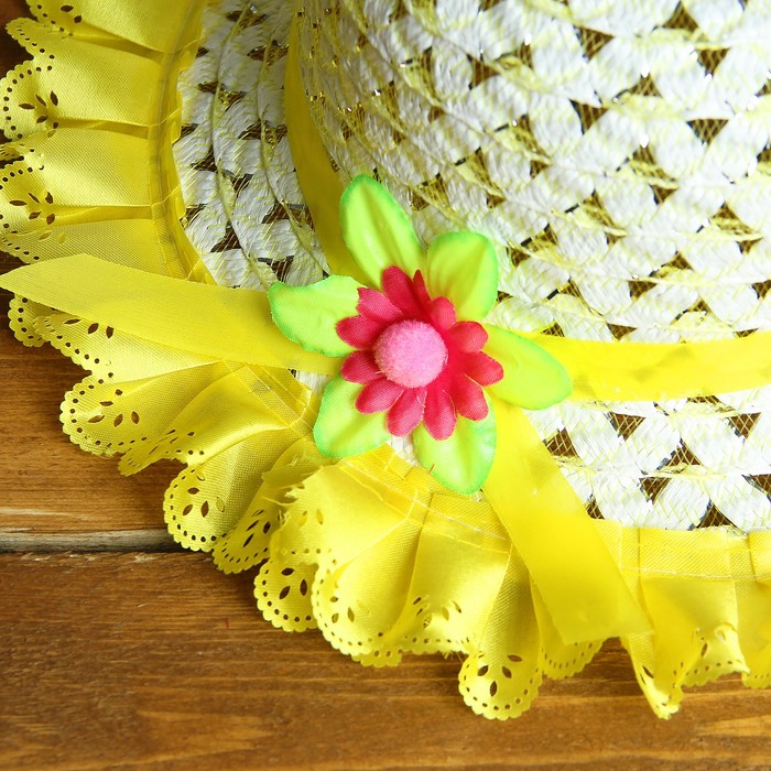 Набор сумочка и шляпка с цветочком р-р 50-52 см, цвет жёлтый