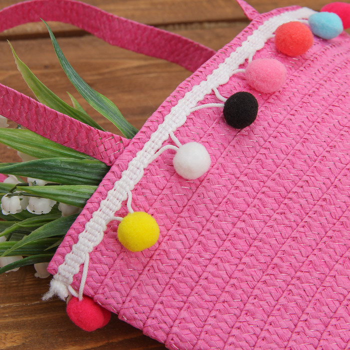 Набор сумочка и шляпка с шариками р-р 50-52 см, цвет розовый